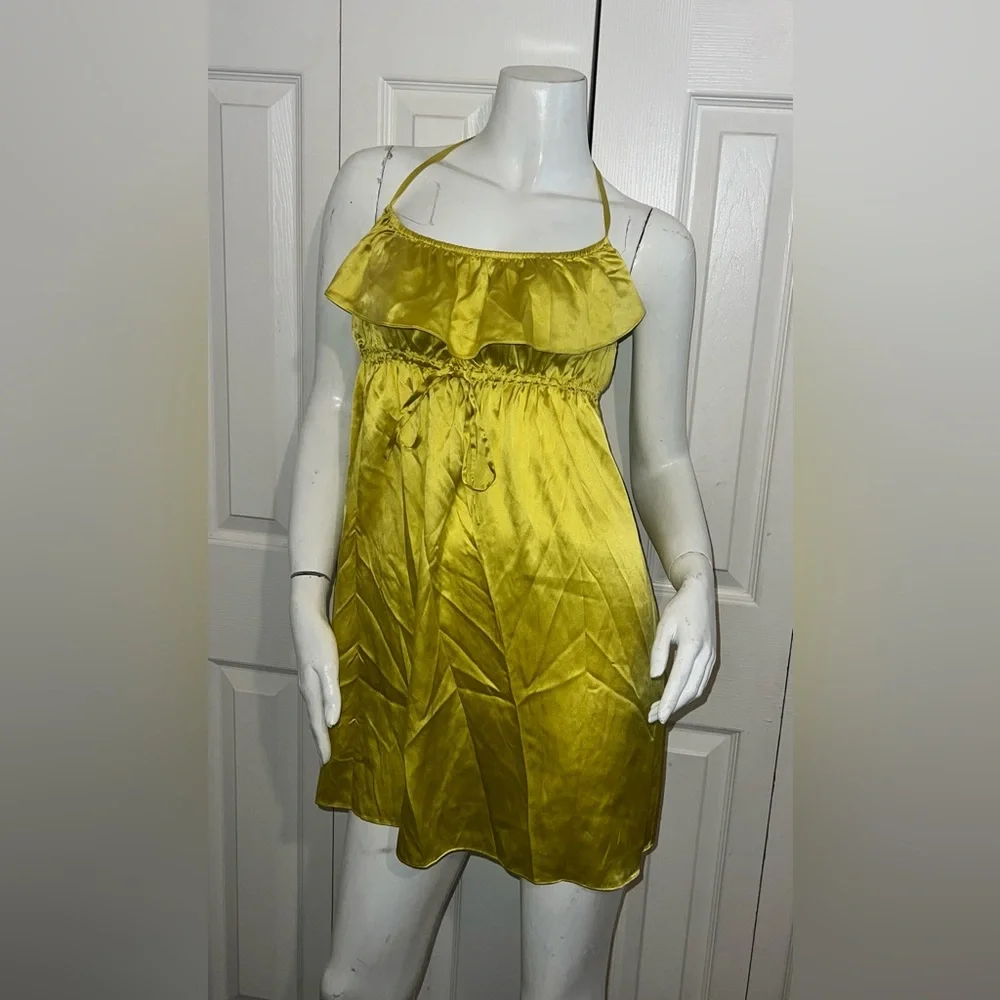 Marciano Light Yellow Silk Blend Slip Mini Dress - Picture 1 of 5